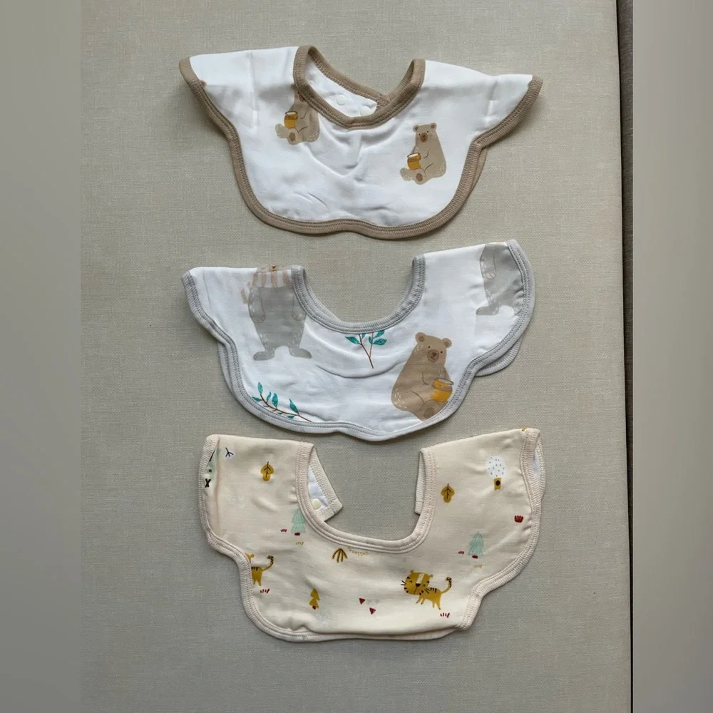 Purcotton Baby Cotton Bibs 3 Pack